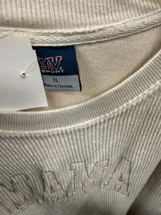 MV Sport XL Khaki Mama Embroidered Corded Ribbed Crewneck Sweatshirt - Picture 3 of 3